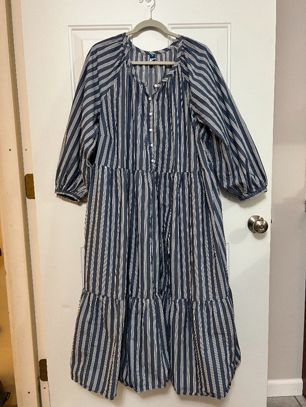 Old Navy Striped Button Front All Day Midi Swing Dress 3X